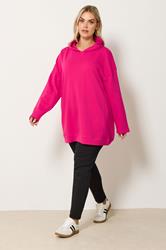 YOURS Plus Size Hot Pink Seam Detail Hoodie | Yours Clothing 1