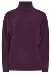LTS Tall Purple Batwing Roll Neck Jumper