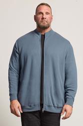 BadRhino Big & Tall Blue Knitted Borg Zip Up | BadRhino 1
