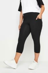 YOURS Plus Size Black Side Pocket Cropped Leggings | Yours Clothing 3