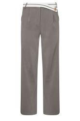 PixieGirl Petite Women's Grey Cross Over Contrast Waistband Trousers | PixieGirl 6