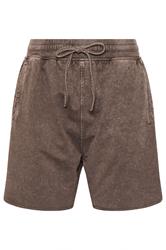 LTS Tall Chocolate Brown Acid Wash Shorts