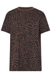 LTS Tall Chocolate Brown Zebra Print Cotton Oversized T-Shirt