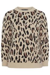 YOURS Plus Size Natural Brown Soft Touch Leopard Jumper | Yours Clothing 5