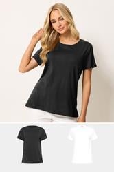 M&Co 2 PACK Black & White Short Sleeve Cotton T-Shirts | M&Co 3