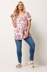 YOURS Plus Size Pink Paisley Broderie Anglaise Top | Yours Clothing 1