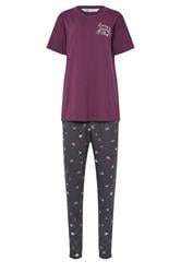 LTS Tall Woman's Burgundy Red 'Sunday Club' Slogan Cotton Pyjama Set | Long Tall Sally 6