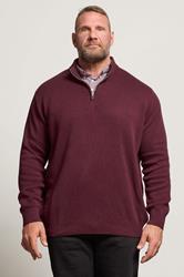 BadRhino Big & Tall Burgundy Red Mock Shirt Milano Quarter Zip Jumper | BadRhino 3