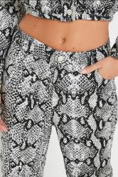 PixieGirl Petite Women's Grey Snake Print Denim Bomber Jacket | PixieGirl 5