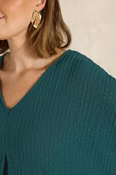 EVANS Plus Size Teal Green Pleat Front Swing Top | Evans 4