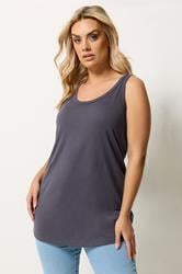 YOURS Plus Size Charcoal Grey Basic Vest Top | Yours Clothing 3