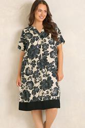 EVANS Plus Size Black Floral Shift Dress | Evans 3