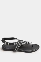 LTS Black Beaded Ankle Strap Sandals In Standard Fit | Long Tall Sally 2