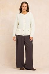EVANS Plus Size Cream Button Through Knitted Cardigan | Evans  1