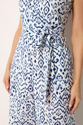 LTS Tall Women's Blue & White Ikat Belted Jumpsuit | Long Tall Sally 6