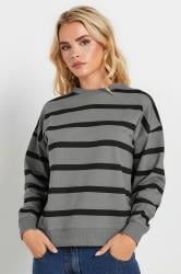 PixieGirl Petite Women's Charcoal Grey Stripe Sweatshirt | PixieGirl 5