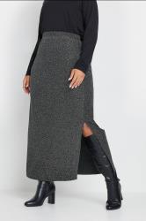 YOURS Plus Size Silver Metallic Side Split Midi Skirt | Yours Clothing 1