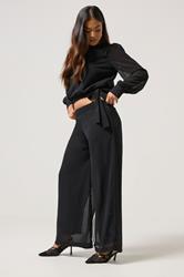PixieGirl Petite Women's Black Chiffon Palazzo Trousers | PixieGirl 3