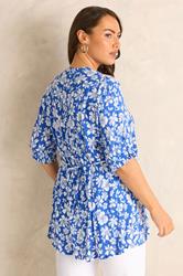 EVANS Plus Size Blue Floral Pintuck Blouse | Evans  2
