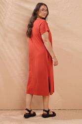 EVANS Plus Size Burnt Orange Premium Cotton Dress | Evans 2