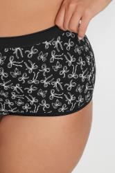 YOURSET 5 PACK Curve Black & Pink Bow Print Full Briefs | Yours Curve  4