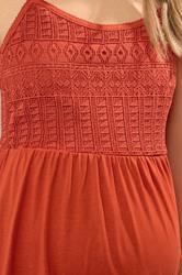 LTS Tall Maternity Rust Orange Cotton Crochet Bust Maxi Dress | Long Tall Sally 4