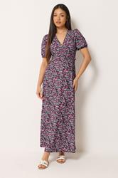 M&Co Petite Pink Ditsy Floral Print Maxi Wrap Dress | M&Co 3