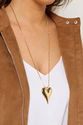 Gold Tone Long Polished Heart Charm Necklace |Yours Clothing 1