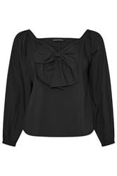 LIMITED COLLECTION Plus Size Black Bow Front Poplin Top | Yours Clothing 6