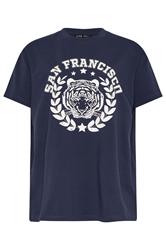 LTS Tall Navy Blue Cotton 'San Francisco' Slogan T-Shirt