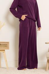 LTS Tall Women's Burgundy Red Microfleece Wide Leg Trousers | Long Tall Sally 2