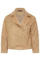 EVANS Curve Natural Brown Faux Suede Biker Jacket