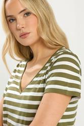 LTS Tall 2 PACK Coral Orange & Khaki Green Stripe Cotton T-Shirts | Long Tall Sally 6