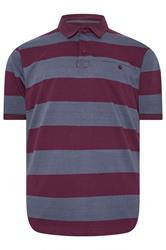 KAM Big & Tall Indigo Blue Striped Short Sleeve Rugby Polo Shirt