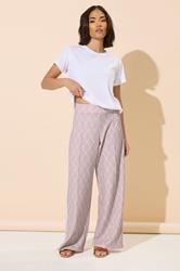 PixieGirl Petite Women's Pink Jacquard Side Stripe Wide Leg Trousers | PixieGirl 2