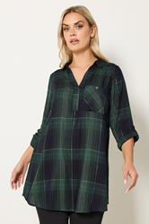YOURS Plus Size Dark Green Check Overhead Shirt | Yours Clothing 3