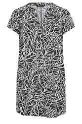 YOURS Curve Black Abstract Leaf Pleat Front Dress