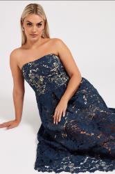 YOURS LONDON Plus Size Navy Blue Sleeveless Lace Skater Dress | Yours Clothing 1