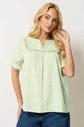 M&Co Sage Green Embroidered Cotton Ruffle Top | M&Co 3