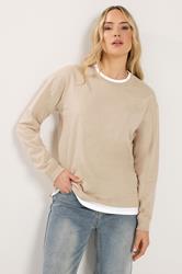 LTS Tall Women's Natural Brown & White Cotton Layered Top | Long Tall Sally 1