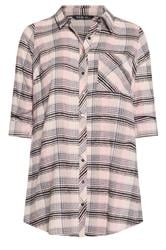 YOURS Curve Pink Check Boyfriend Shirt