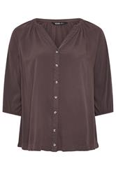 YOURS Curve Brown Chambray Blouse