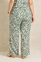 EVANS Plus Size Khaki Green Aztec Print Wide Leg Trouser | Evans 2