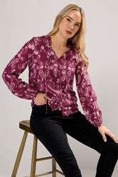 LTS Tall Dark Pink Paisley Button Tie Blouse | Long Tall Sally 3