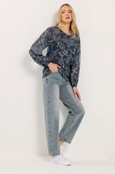 LTS Tall Navy Blue Floral Blouse | Long Tall Sally  1
