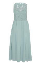 YOURS LONDON Curve Ice Blue Lace Front Chiffon Maxi Dress