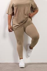 YOURS Plus Size Natural Brown Leggings | Yours Clothing 3