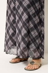 YOURS Plus Size Purple Check Mesh Skirt | Yours Clothing 4