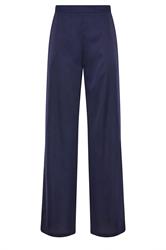 LTS Tall Women's Navy Blue Satin Wide Leg Trousers | Long Tall Sally 6