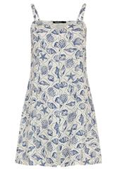 YOURS Curve White Shell Print Linen Dress